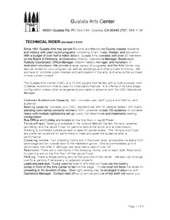 Gualala Arts Techsheet