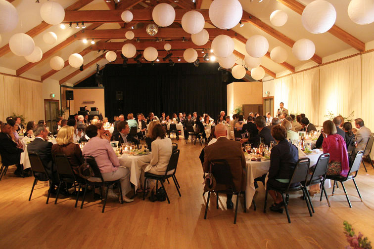 Wedding dinner in Coleman Auditorium; photo by Ron Bolander