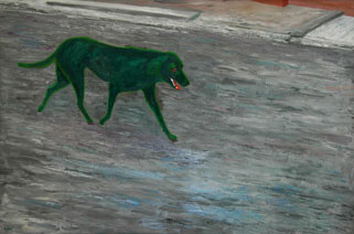 Studio Discovery Tour artist Bill Apton: Small green dog, oil