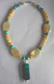 Studio Discovery Tour artist Larain Matheson: Necklace Citrine Turquoise