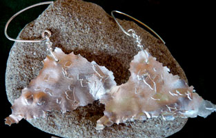 Studio Discovery Tour artist Susan Shaddick: abstract silver leaf earrings