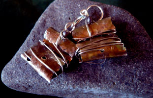 Studio Discovery Tour artist Susan Shaddick: hammered punched silver wrap earrings