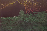 Barbara Milman: California Coast, 12h x 16w, Hybrid monotype and linocut