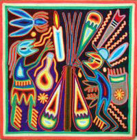 Huichol yard painting