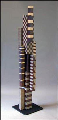 Kazuko Kayasuga Matthews #11 Sepia and White Linear Sculpture