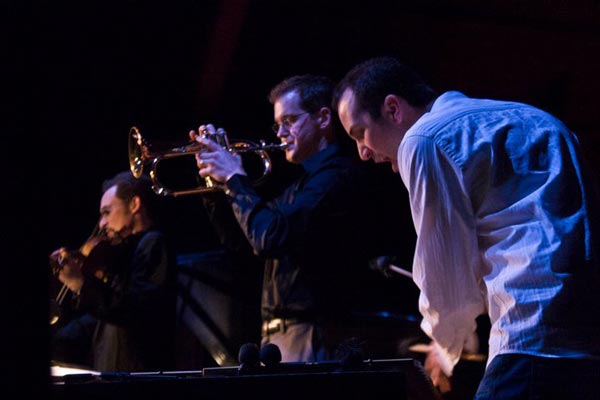 Evan Price, Erik Jekabson, Christian Tamburr at Gualala Arts Center, April, 2011