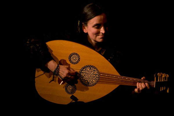 Cloudfire: Gretchen playing the oud, Gualala Arts Center, June, 2011