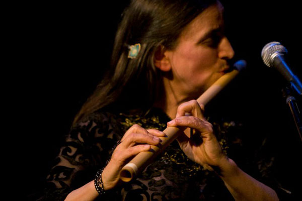 Cloudfire: Gretchen playing bansuri flute, Gualala Arts Center, June, 2011