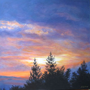 Berkeley Sunset, acrylic painting by Jennifer Bundey