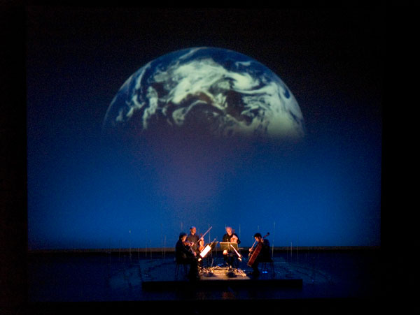 Kronos Quartet performs Sun Rings; photo by Zoran Orlic