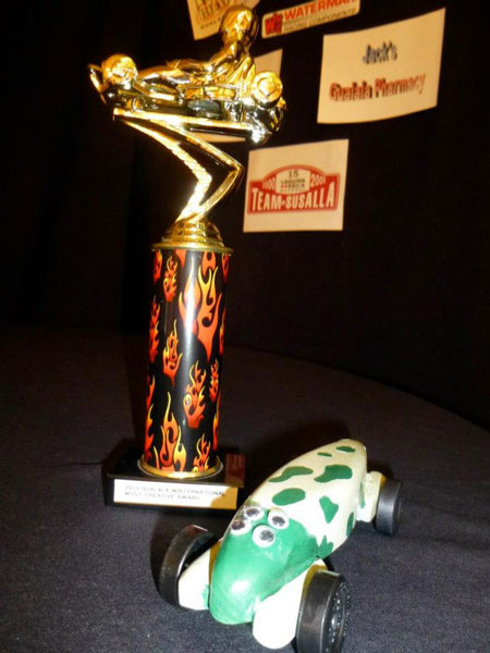 Most Creative Car trophy and racercar by Jeremy Crockett