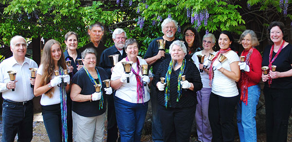 Ernest Bloch Bell Ringers: Eric Kritz, Rachel Kritz, Linda Bostwick, Sue Hansen, Jim Iversen, Bill Halderman, Claire Skilton, Michael Alexander, Sita Milchev, Suzanne Kritz, Irene Leidner, Lucienne Allen, Gail Thompson, Jeanne Jackson