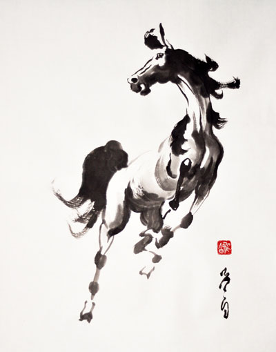 Looking into the year of the horse, painting by Yeh Fei Pai