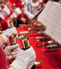 Ernest Bloch Bell Ringers, ready to ring, photo by Barbara Pratt