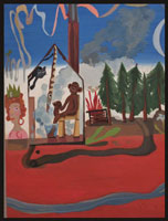 Sheila Miles, oil on canvas, 'When the queen goes out I like to wash my feet'